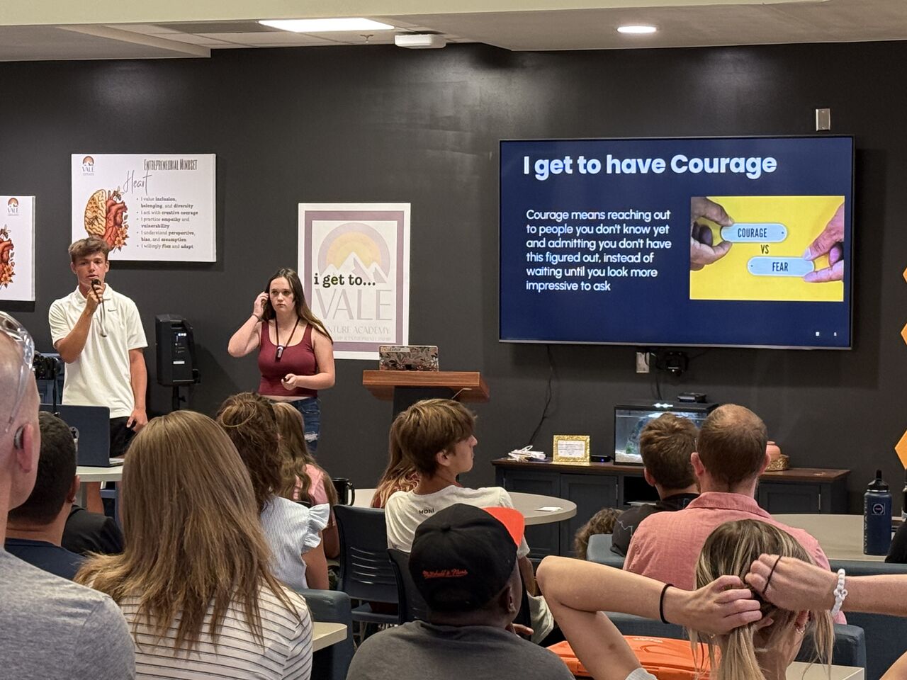 VALE student finalists pitching on courage during Launch Week